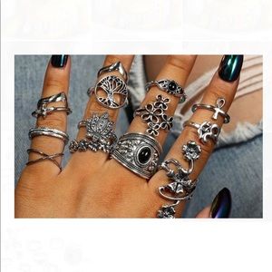 🔥14 pc Boho Ring Set - Silver Tone